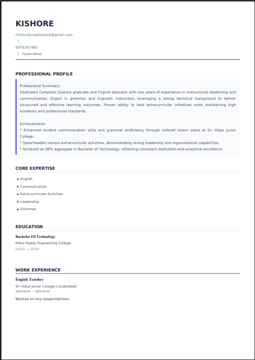 Stable Professional CV